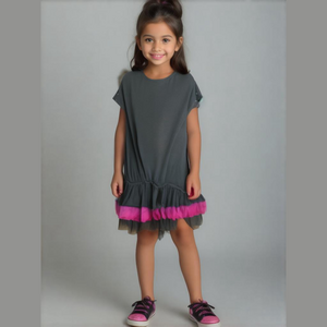 D-Signed Disney dress Size XL (14-16), black with hot pink in bottom ruffle